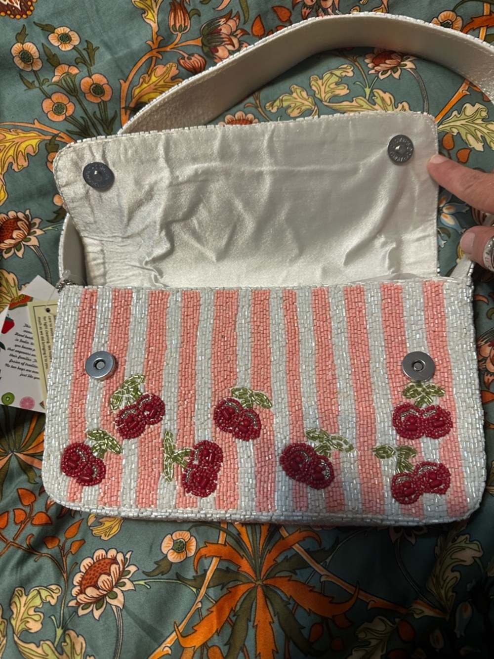 Pink & Red Beaded Cherry Shoulder Bag - Picture 8 of 9